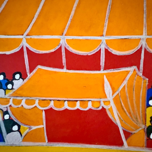Vintage Nicola Ortis Poucette "Circus" Oil Painting: Naïve-Style French Folk Art - Picture 6 of 14